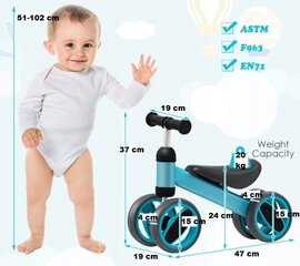 Zils četrspēju ratiņš bērniem, no 1 g. цена и информация | Балансировочные велосипеды | 220.lv