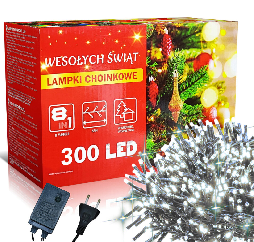 Ziemassvētku eglīšu lampiņas, 300 LED, 22 m cena un informācija | Ziemassvētku lampiņas, LED virtenes | 220.lv