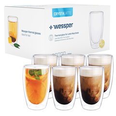 Двойные термостойкие стеклянные чашки Wessper CrystaLatte, 6 шт. цена и информация | Стаканы, фужеры, кувшины | 220.lv