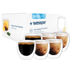 Двойные термостойкие стеклянные чашки Wessper CrystaLatte, 6 шт. цена и информация | Стаканы, фужеры, кувшины | 220.lv