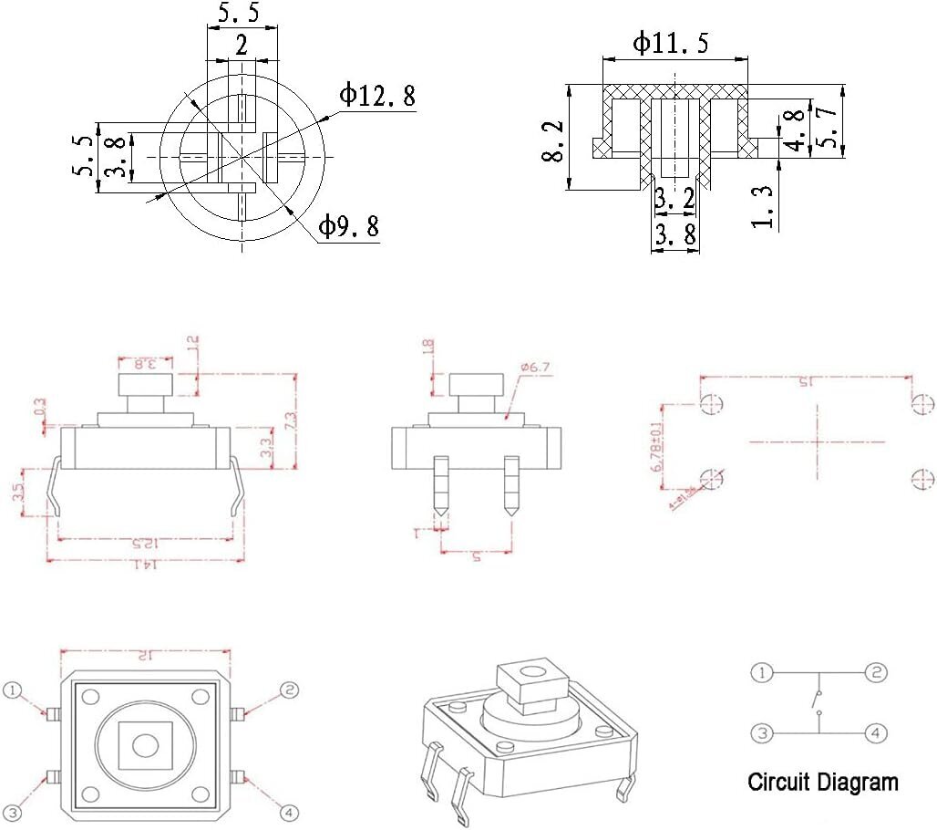 Gikfun slēdži SMD priekš Arduino, 25 gab. цена и информация | Atvērtā koda elektronika | 220.lv