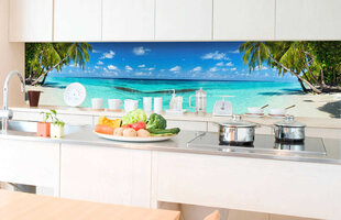 Pašlīmējošas fototapetes ar lamināciju- Paradīzes pludmale, 350x60 cm cena un informācija | Fototapetes | 220.lv