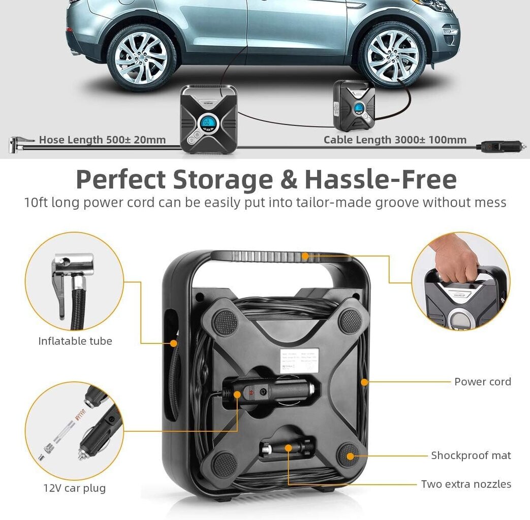 Auto riepu gaisa kompresors/sūknis WindGallop, 12 V cena un informācija | Auto piederumi | 220.lv