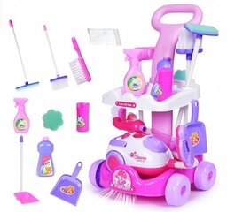 Bērnu tīrīšanas rati ar putekļu sūcēju un piederumiem, rozā/violeti cena un informācija | Rotaļlietas meitenēm | 220.lv