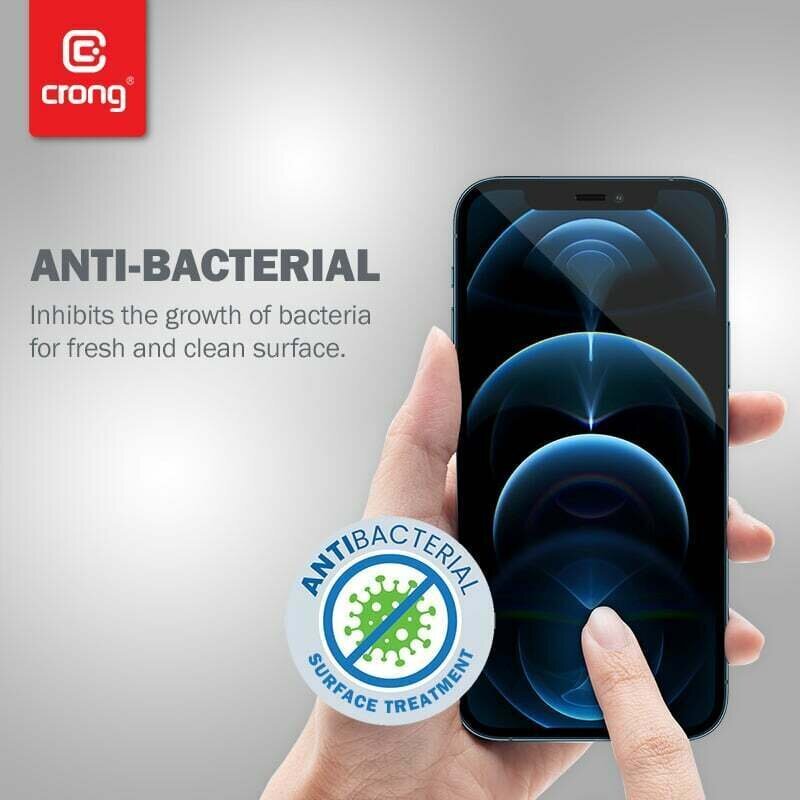 Aizsargstikls Crong Anti-Bacterial 3D Armor Glass priekš iPhone 12 Pro Max cena un informācija | Ekrāna aizsargstikli | 220.lv
