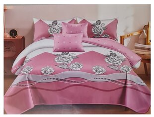 Gultas veļas komplekts Milano,160x200cm, 4 daļas, rozā ar rozēm цена и информация | Постельное белье | 220.lv