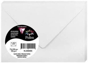 Декоративный конверт Pollen, Clairefontaine, 75x100мм, 120г/м2, глянцевый, белый sp. цена и информация | Конверты | 220.lv