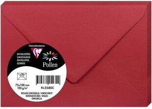 Декоративный конверт POLLEN, Clairefontaine, 75x100мм, 120гр, ярко-красный sp. цена и информация | Конверты, открытки | 220.lv