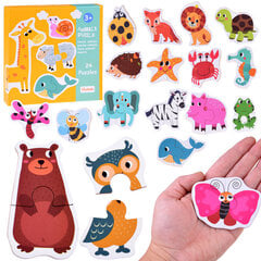 Mini puzles komplekts Dzīvnieki, 24 d. cena un informācija | Puzles, 3D puzles | 220.lv