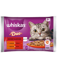 Whiskas для взрослых кошек с говядиной, птицей и бараниной, уткой, 4х85 г цена и информация | Консервы для котов | 220.lv