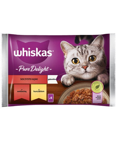 Whiskas ar liellopa gaļu un vistu, 4x85 g цена и информация | Konservi kaķiem | 220.lv