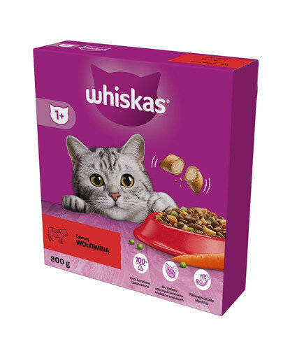 Whiskas ar burkāniem un zirņiem, 800 g cena un informācija | Sausā barība kaķiem | 220.lv