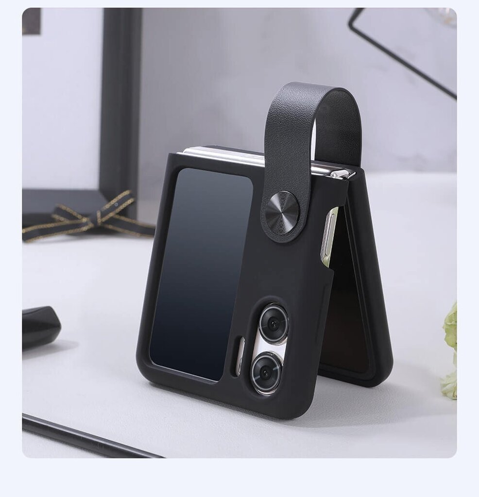 Nillkin Flex Flip Finger Strap silikona vāciņš Oppo Find N2 Flip melns cena un informācija | Telefonu vāciņi, maciņi | 220.lv