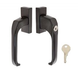 Dubultais balkona rokturis ar slēdzeni un atslēgu, brūns cena un informācija | Durvju rokturi | 220.lv