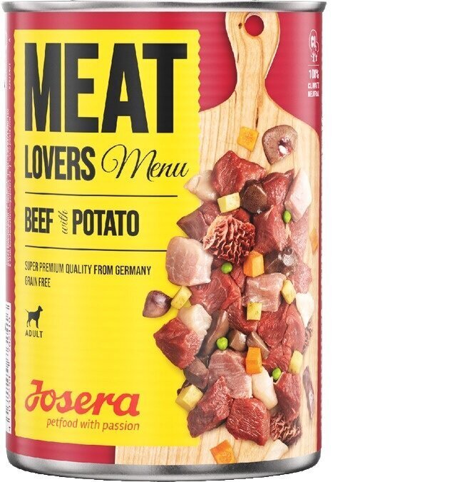 Josera Meatlovers Menu ar liellopu gaļu un kartupeļiem, 6x400 g cena un informācija | Konservi suņiem | 220.lv