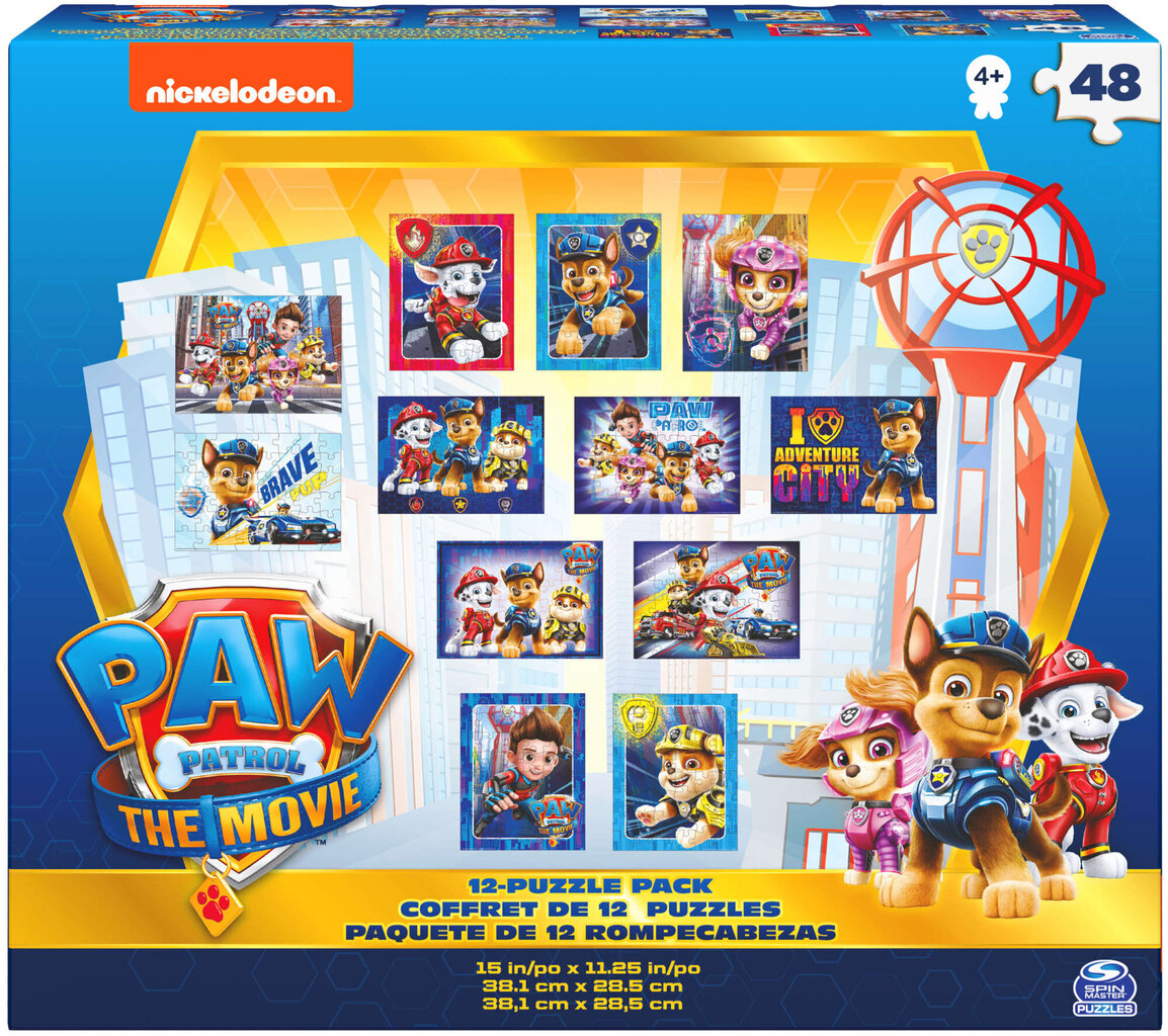 Puzļu komplekts Paw Patrol 12in1, 12 x 48 d. cena un informācija | Puzles, 3D puzles | 220.lv