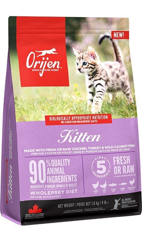 Orijen Kitten kaķēniem ar mājputnu gaļu, 1,8 kg цена и информация | Sausā barība kaķiem | 220.lv