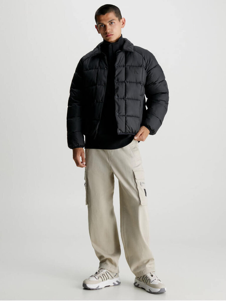 Jaka vīriešiem Calvin Klein Jeans Relaxed Padded Shirt 560076847, melns cena un informācija | Vīriešu virsjakas | 220.lv