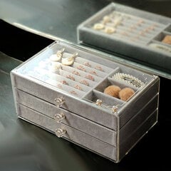 Органайзер для украшений D'Luxe с 3 ящиками Grace, серый цена и информация | Детали интерьера | 220.lv