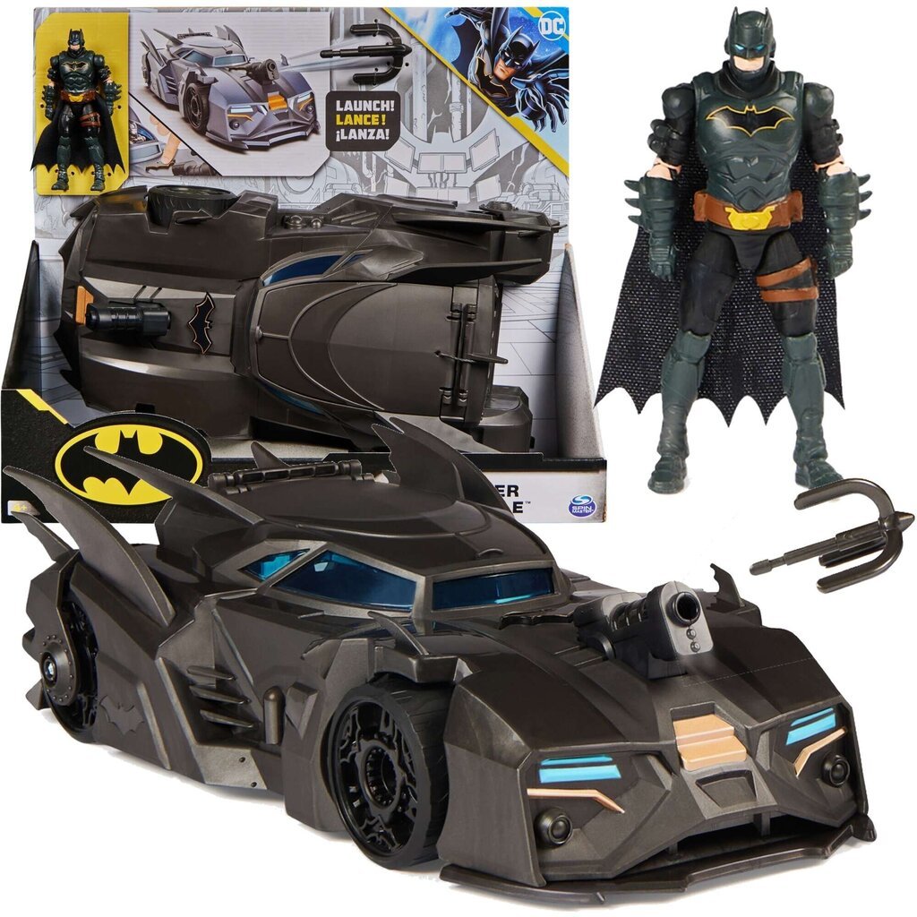 Komplekts DC Comics Betmena figūriņa 10 cm lelle + Batmobile aksesuāri cena un informācija | Rotaļlietas zēniem | 220.lv