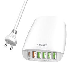 Зарядное устройство для телефона LDNIO A6573C, 5x USB, 65Вт, 1.5 м (white) цена и информация | Зарядные устройства для телефонов | 220.lv