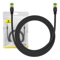 Braided network cable cat.8 Baseus Ethernet RJ45, 40Gbps, 1,5m (black) цена и информация | Кабели и провода | 220.lv