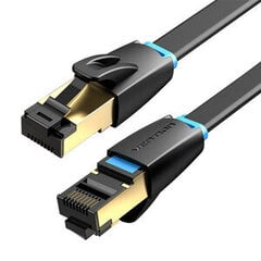 Плоский сетевой кабель Ethernet RJ45 Vention IKCBG, Cat.8, U/FTP, 1 м (черный) цена и информация | Кабели и провода | 220.lv