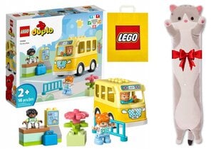 10988 Lego Duplo autobusa kluču komplekts un plīša spilvens Cat цена и информация | Конструкторы и кубики | 220.lv