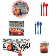 Комплект одноразовой посуды Cars, на 16 персон, со скатертью, приборами и гирляндой цена и информация | Праздничная одноразовая посуда | 220.lv