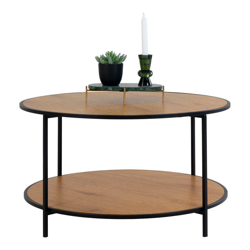 Apaļš kafijas galdiņš ar rāmi, 45x80cm, dabīgs/ melns цена и информация | Žurnālgaldiņi | 220.lv