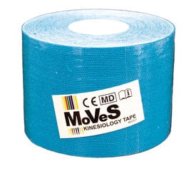 Kinezioloģiskā lente MoVeS, bez lateksa, 5 cm x 5 m, zila cena un informācija | Ķermeņa daļu fiksatori | 220.lv