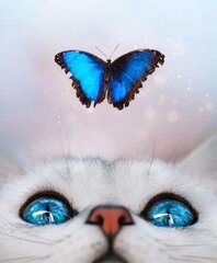 Алмазная мозаика кот и бабочка 30х40 см. цена и информация | Алмазная мозаика | 220.lv