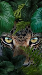 Dimanta mozaīka Leopards lapās, 30x50 cm cena un informācija | Dimantu mozaīkas | 220.lv