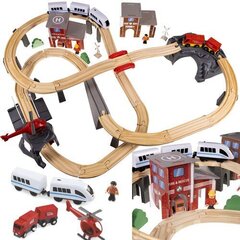 Деревянная железная дорога Kruzzel, 70 деталей цена и информация | Конструктор автомобилей игрушки для мальчиков | 220.lv
