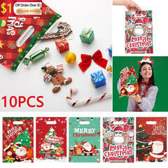 Рождественские бумажные подарочные пакеты, 10 шт., красные/белые/зеленые цена и информация | Упаковочные материалы для подарков | 220.lv