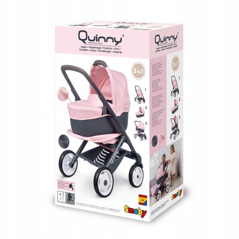 Leļļu rati 3in1 Smoby Maxi-Cosi Quinny rozā цена и информация | Rotaļlietas meitenēm | 220.lv