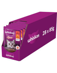 Whiskas ar liellopu un putnu gaļu, 28x85 g cena un informācija | Konservi kaķiem | 220.lv