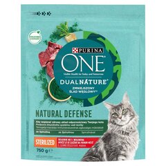 Purina DualNature Natural Defense sterilizētiem kaķiem ar liellopu gaļu, 750 g цена и информация | Сухой корм для кошек | 220.lv