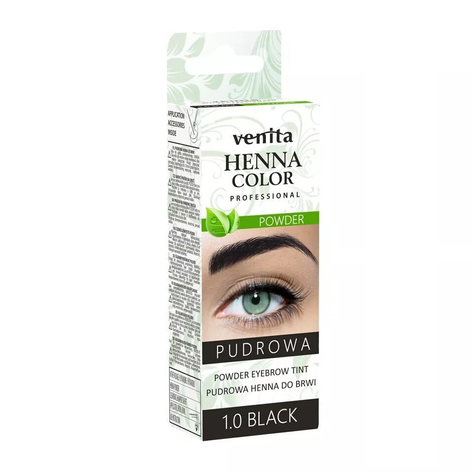 Uzacu hennas krāsa Venita Henna Color Powder, 1.0 Black, 4 g cena un informācija | Uzacu krāsas, zīmuļi | 220.lv