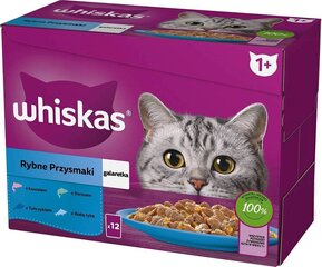 Whiskas Fish Treats Kaķiem ar lasi, 12x85 g цена и информация | Консервы для котов | 220.lv