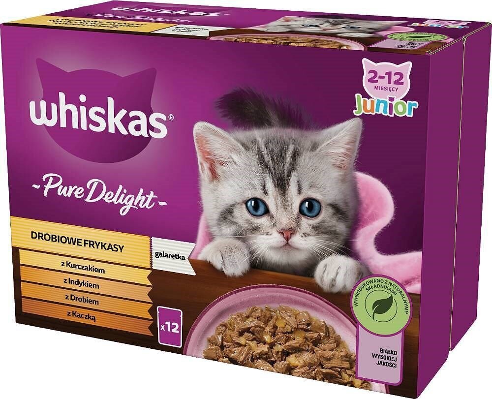 Whiskas Pure Delight komplekts kaķiem, 12x85 g cena un informācija | Konservi kaķiem | 220.lv