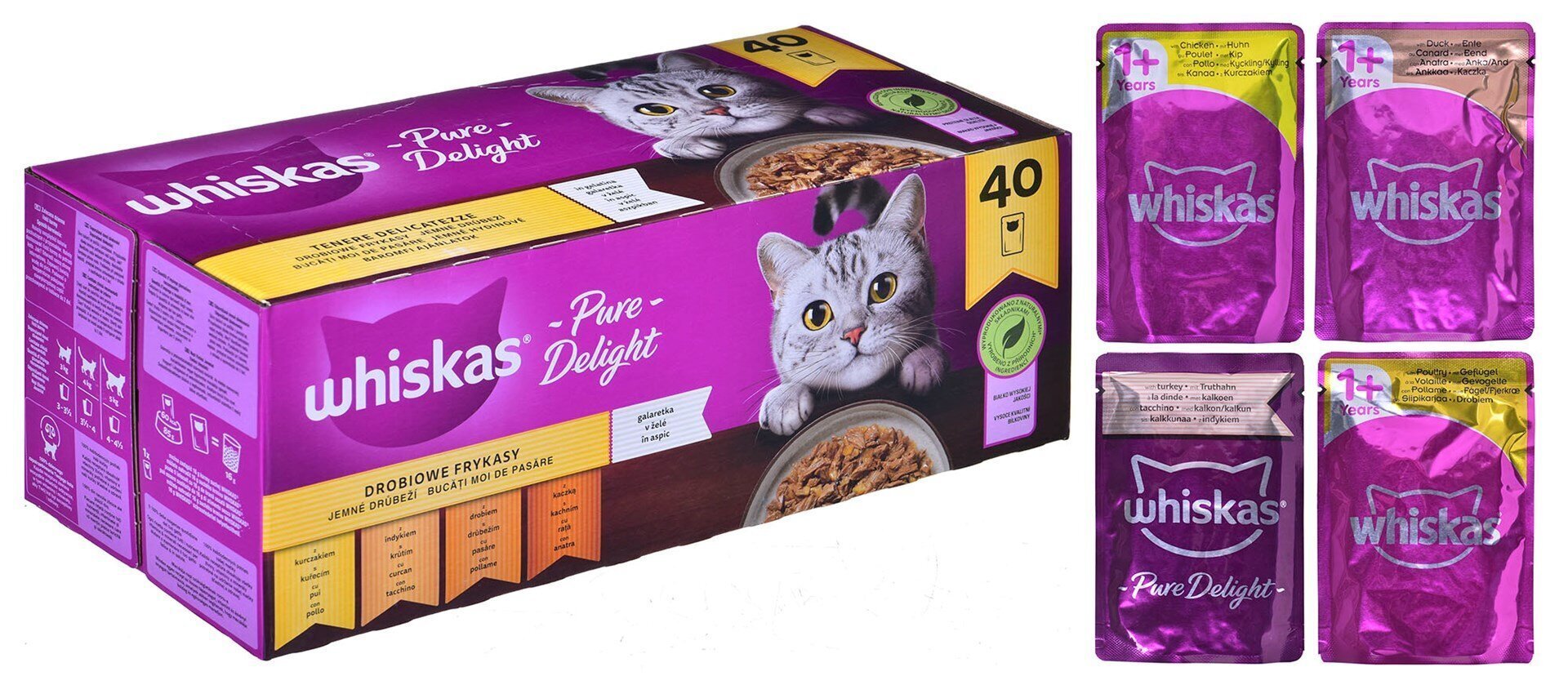 Whiskas Pure Delight komplekts kaķiem, 40 x 85 g cena un informācija | Konservi kaķiem | 220.lv