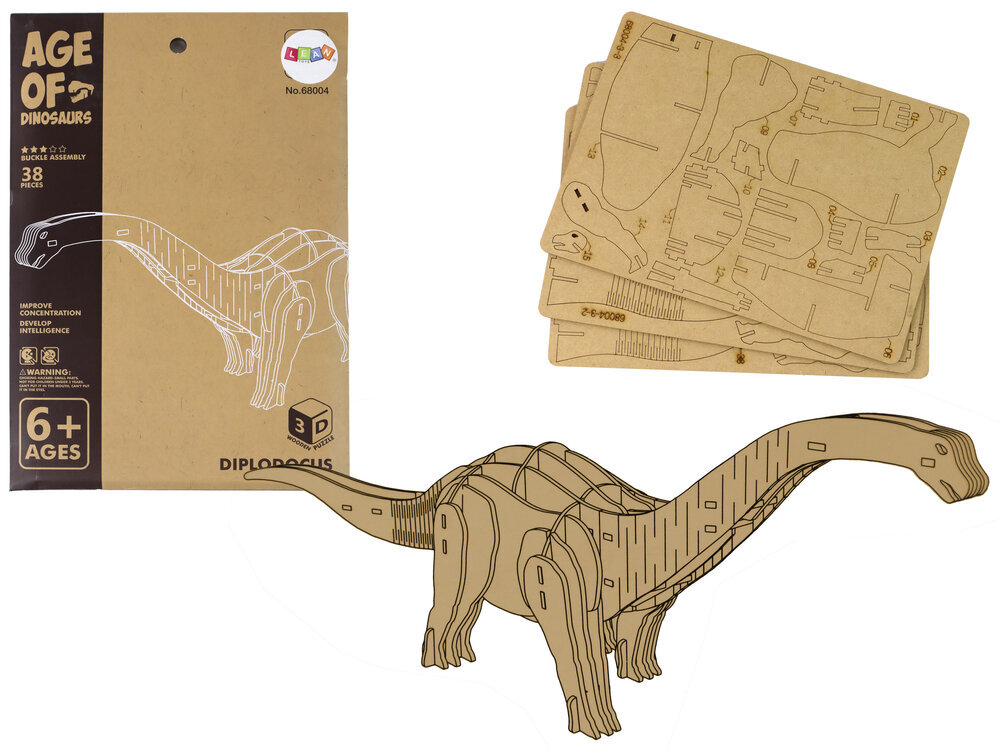 Koka 3D telpiskā puzle Brontosaurs, 38 d. цена и информация | Puzles, 3D puzles | 220.lv