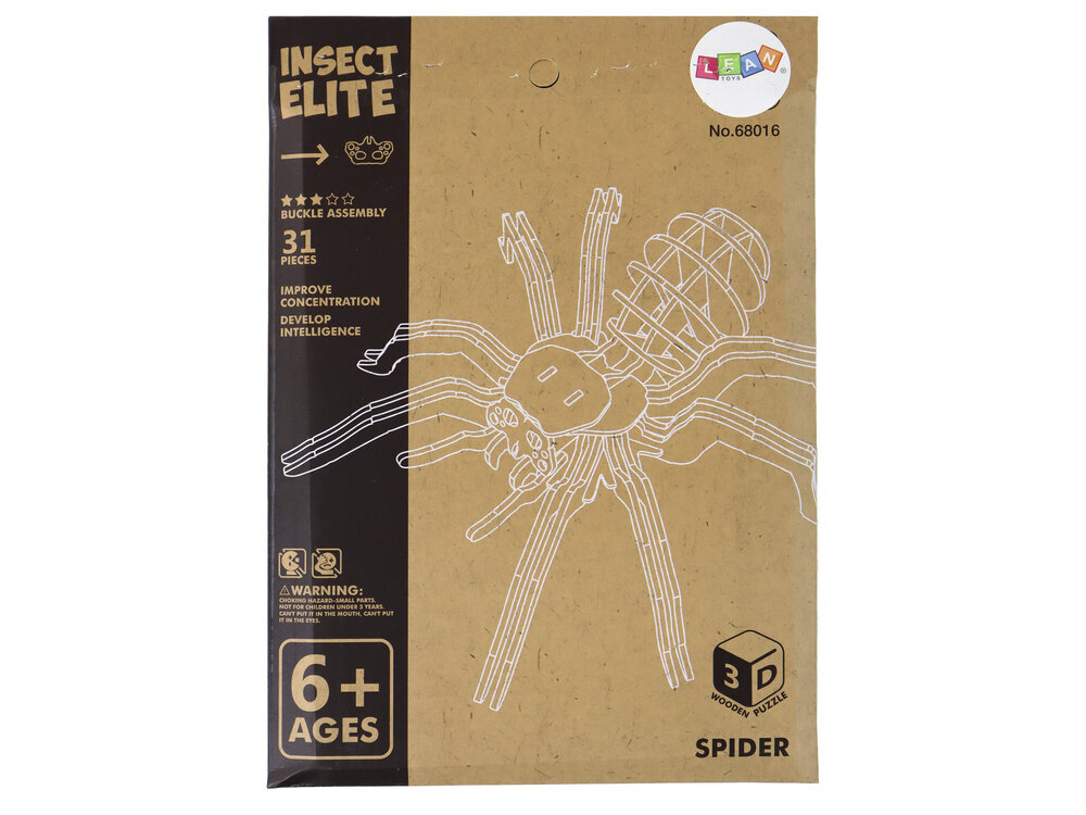 Koka 3D puzle Zirneklis, 31 d. cena un informācija | Puzles, 3D puzles | 220.lv