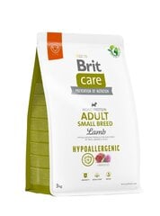 Brit Care Hypoallergenic Adult mazo šķirņu suņiem, ar jēra gaļu un rīsiem, 3 kg cena un informācija | Sausā barība suņiem | 220.lv