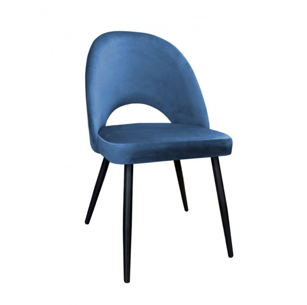Velveta krēsls ēdamistabai, Decorates Tillo black, 87x53 cm, Zils cena un informācija | Virtuves un ēdamistabas krēsli | 220.lv