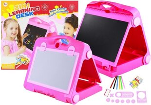 Saliekamā zīmēšanas tāfele ar piederumiem 2in1, rozā krāsā cena un informācija | Attīstošās rotaļlietas | 220.lv