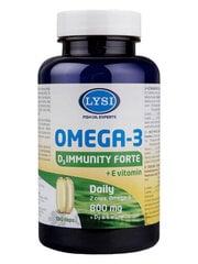 Uztura bagātinātājs Zivju eļļa LYSI D3 Immunity Forte Omega-3 + E vitamin, 100kapsulas cena un informācija | Vitamīni, preparāti, uztura bagātinātāji imunitātei | 220.lv