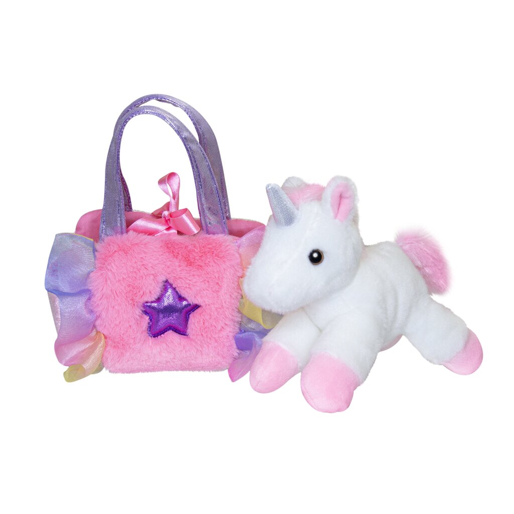 Plīša vienradzis somiņā Aurora, 20 cm, rozā cena un informācija | Mīkstās (plīša) rotaļlietas | 220.lv