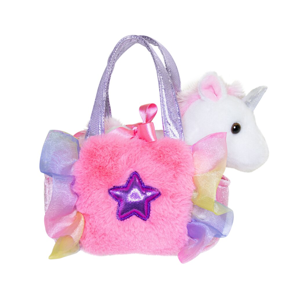 Plīša vienradzis somiņā Aurora, 20 cm, rozā цена и информация | Mīkstās (plīša) rotaļlietas | 220.lv